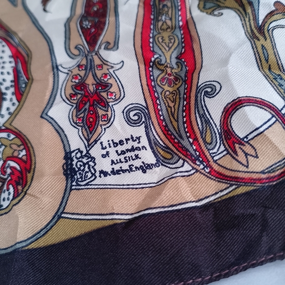 Vintage Liberty of London Paisley Silk Scarf Blue & Multicolor 23” x 23” - Picture 2 of 9